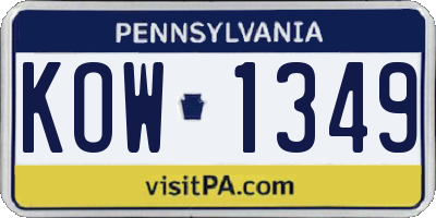 PA license plate KOW1349