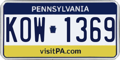 PA license plate KOW1369