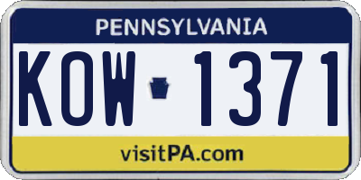 PA license plate KOW1371
