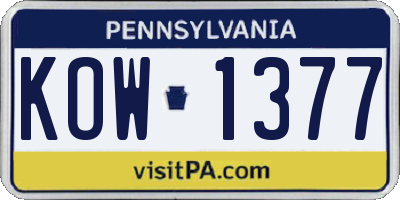 PA license plate KOW1377