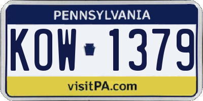 PA license plate KOW1379