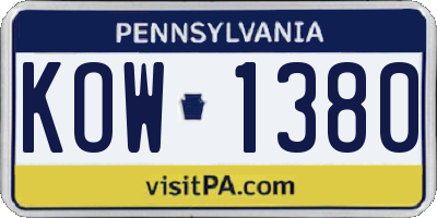 PA license plate KOW1380
