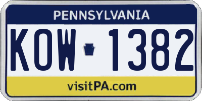 PA license plate KOW1382