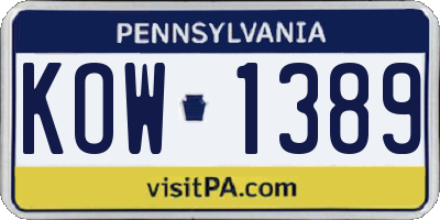 PA license plate KOW1389