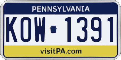 PA license plate KOW1391