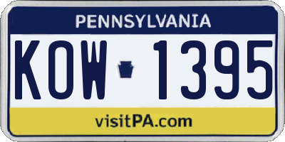 PA license plate KOW1395
