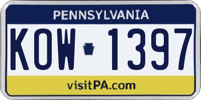 PA license plate KOW1397