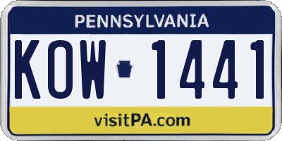 PA license plate KOW1441