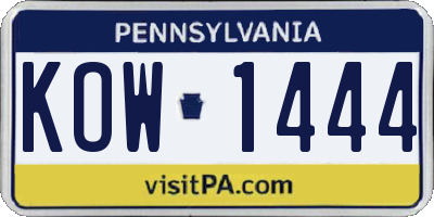 PA license plate KOW1444