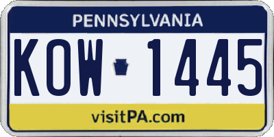 PA license plate KOW1445