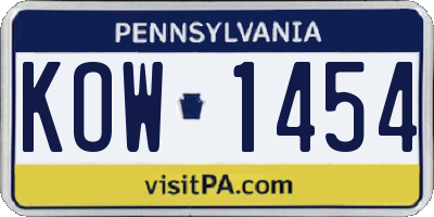 PA license plate KOW1454