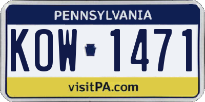 PA license plate KOW1471