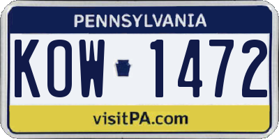 PA license plate KOW1472