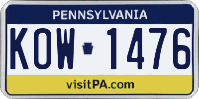 PA license plate KOW1476