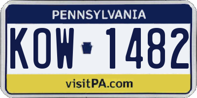 PA license plate KOW1482