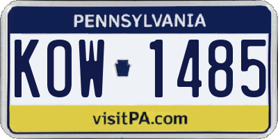 PA license plate KOW1485