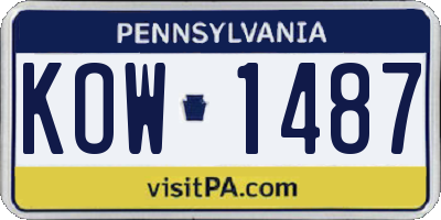 PA license plate KOW1487