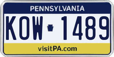 PA license plate KOW1489
