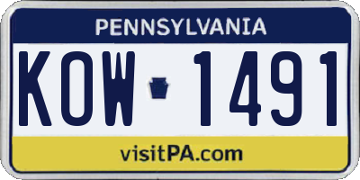 PA license plate KOW1491