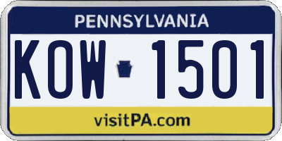 PA license plate KOW1501
