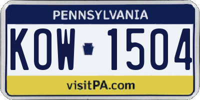 PA license plate KOW1504