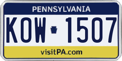 PA license plate KOW1507
