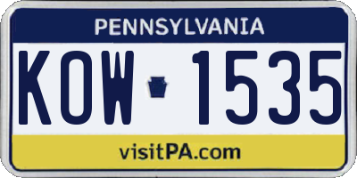 PA license plate KOW1535