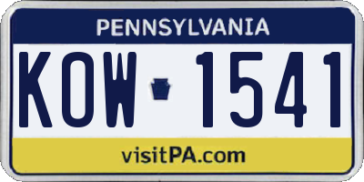 PA license plate KOW1541