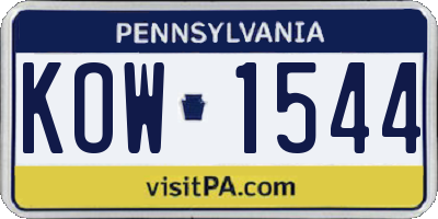 PA license plate KOW1544