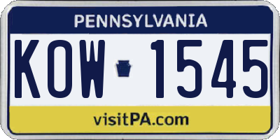 PA license plate KOW1545