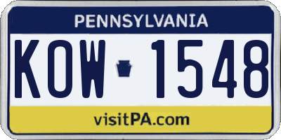 PA license plate KOW1548