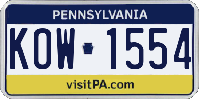 PA license plate KOW1554