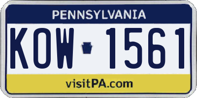 PA license plate KOW1561
