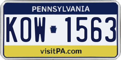 PA license plate KOW1563