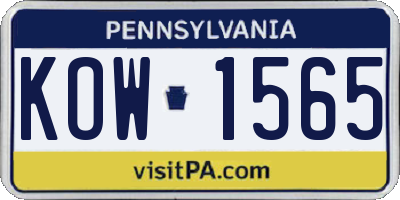 PA license plate KOW1565