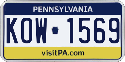 PA license plate KOW1569