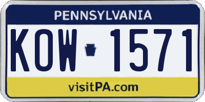 PA license plate KOW1571