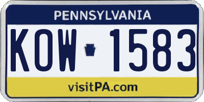 PA license plate KOW1583