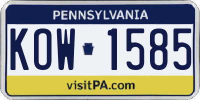 PA license plate KOW1585