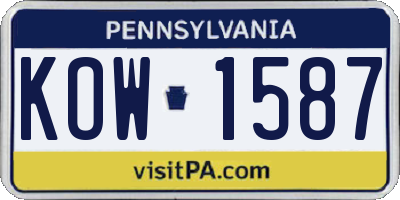 PA license plate KOW1587