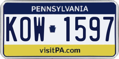 PA license plate KOW1597