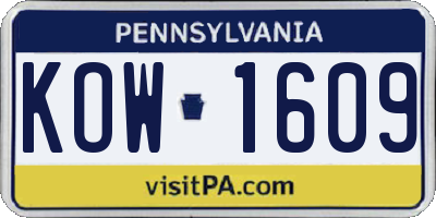 PA license plate KOW1609