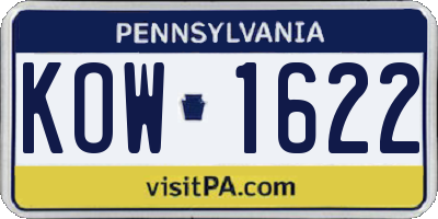 PA license plate KOW1622