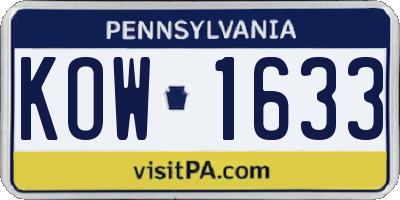 PA license plate KOW1633