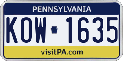 PA license plate KOW1635