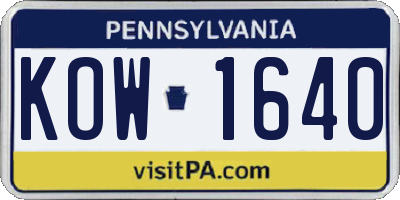 PA license plate KOW1640