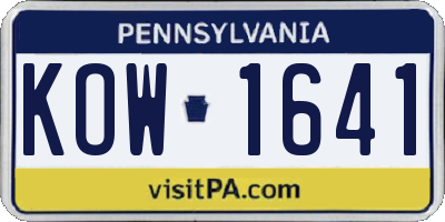 PA license plate KOW1641