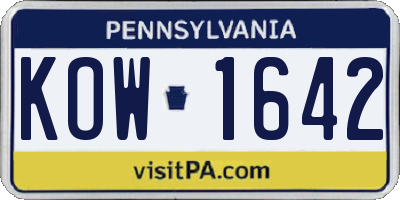 PA license plate KOW1642