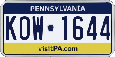 PA license plate KOW1644