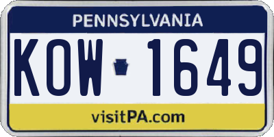 PA license plate KOW1649